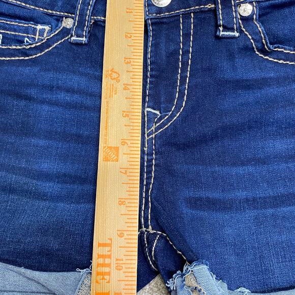 Designer True Religion Jayde Mid Rise Classic Short 28 dark wash rodeo western - Picture 7 of 12